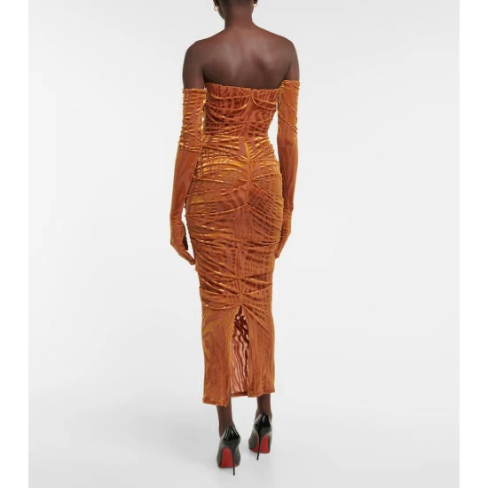 Buy π Alex Perry Brooks Ruched Midi π Dress With Gloves π - Image 2