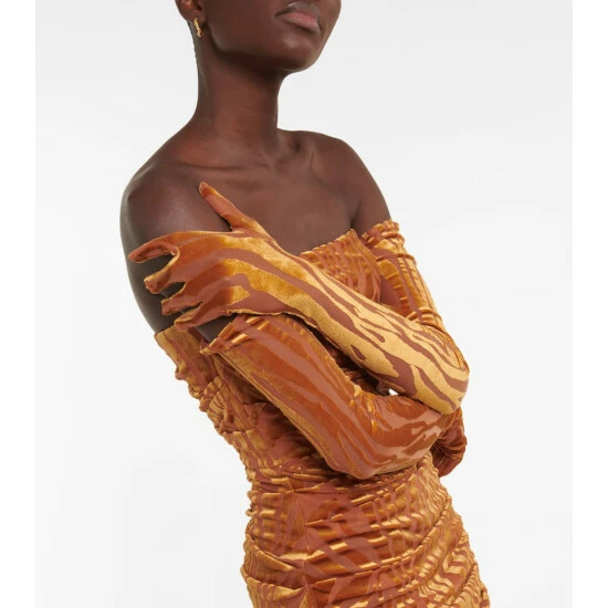 Buy π Alex Perry Brooks Ruched Midi π Dress With Gloves π - Image 3