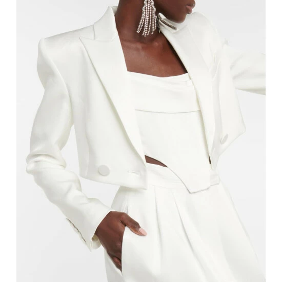 Best Sale 🥰 Alex Perry Parker Cropped Satin Crêpe Blazer 🌟 - Image 3
