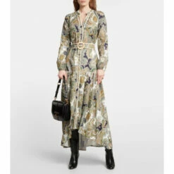 Promo 👏 Veronica Beard Kadar Printed Linen Midi 👗 Dress 🛒