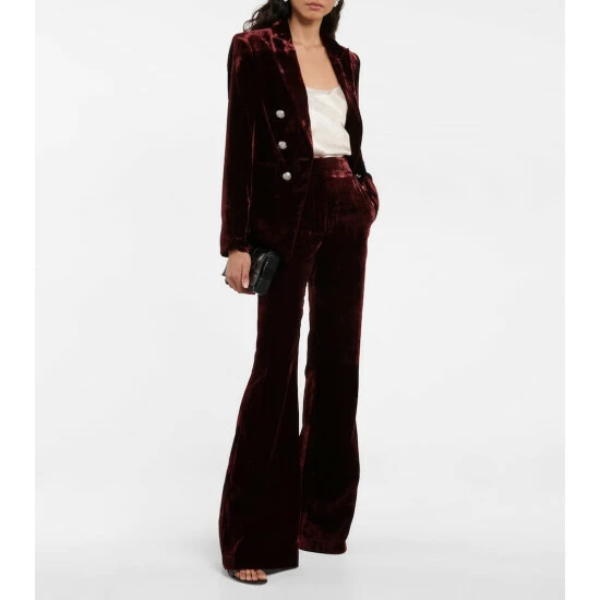 Best Pirce π Veronica Beard Lebone Velvet High-rise Velvet Pants π
