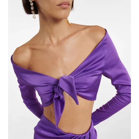 Flash Sale βοΈ Alex Perry Ford Off-shoulder Satin Crop Top π - Image 3