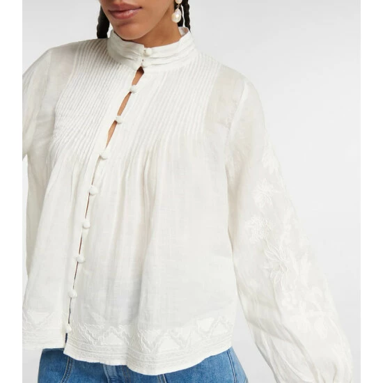 Discount π Veronica Beard Amandine Pintucked Ramie Blouse β - Image 3