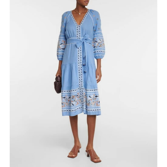 Hot Sale β Veronica Beard Freyja Linen And Cotton Midi π Dress π