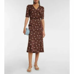 Promo 🛒 Veronica Beard Mika Floral Silk-blend Midi 👗 Dress 😉